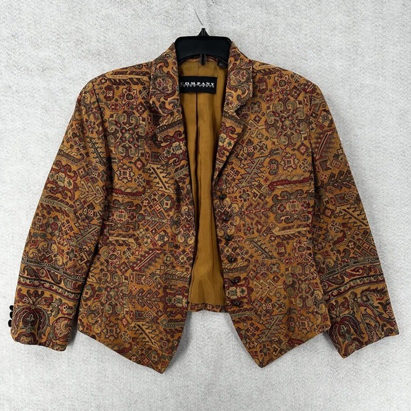 Ellen Tracy Blazer Jacket Womens 6 Aztec 100% Wool Tapestry BOHO Jacket Career - Picture 1 of 14